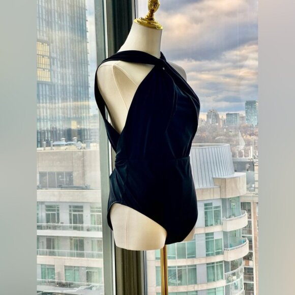 🆕 ZIMMERMANN 🧿 NWOT Ottie High-Neck Draped 1PC Swimsuit, Black - Sz 4 US 10/12 - Picture 7 of 16